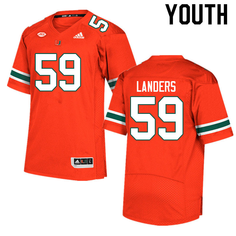 Youth #59 Gabe Landers Miami Hurricanes College Football Jerseys Sale-Orange